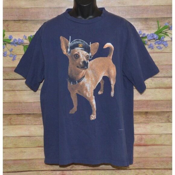 Vintage 1998 Men's Blue Taco Bell Chihuahua T-Shirt Size XL Cotton Retro - Picture 1 of 8
